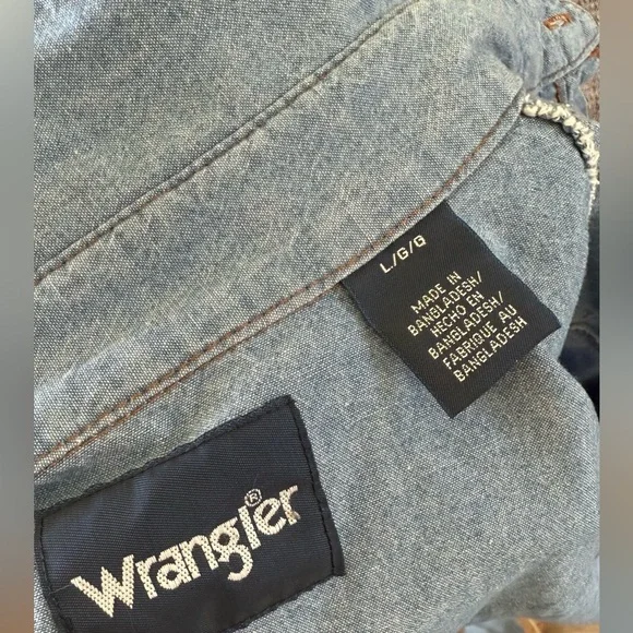 Vintage WRANGLER Denim Button-Up Shirt men’s size L - Picture 10 of 10